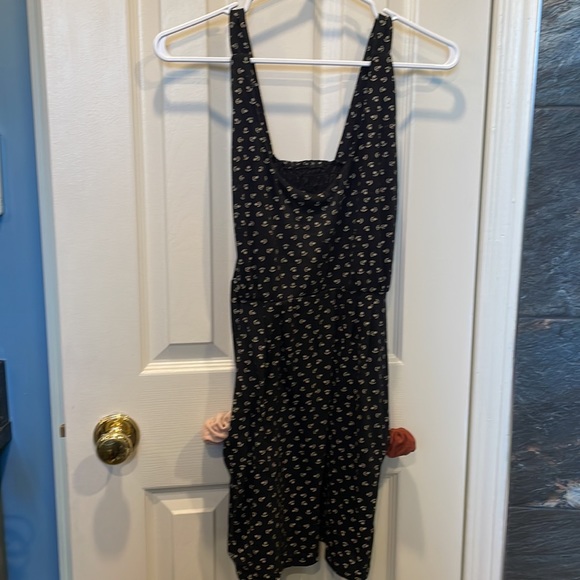 Handmade mini summer dress. Black with small gold anchors. - Picture 3 of 5